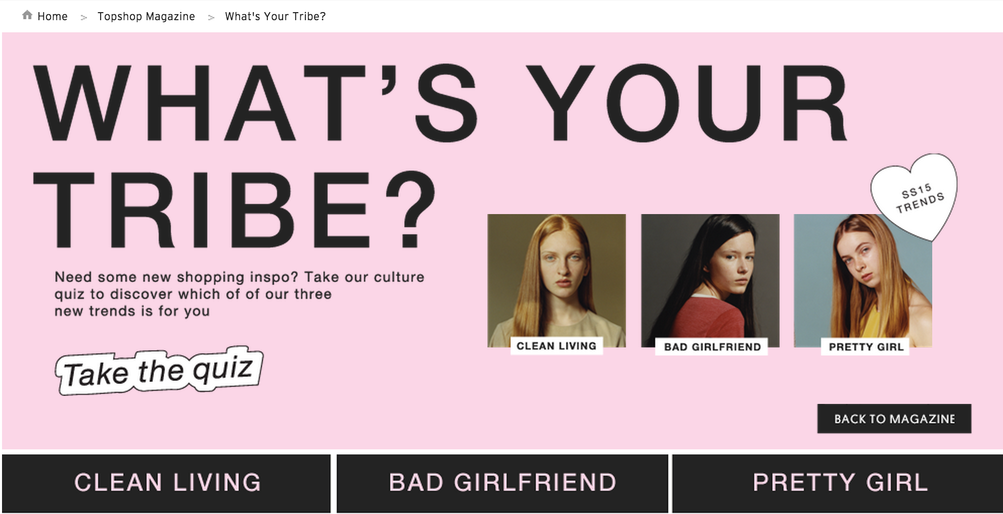 Topshop What's your Tribe screenshot